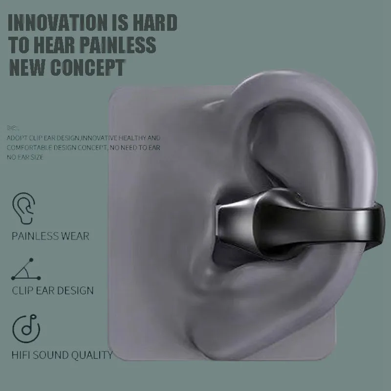 Ear Clip Bone Conduction Headphone Bluetooth 5.2 HIFI Wireless Earphone