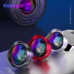 Essager 4K Wide Angle Macro Lens for iPhone Huawei 0.6X 15X Phone Camera Lens Zoom Lens for Smartphone Cell Mobile Phone Lenses