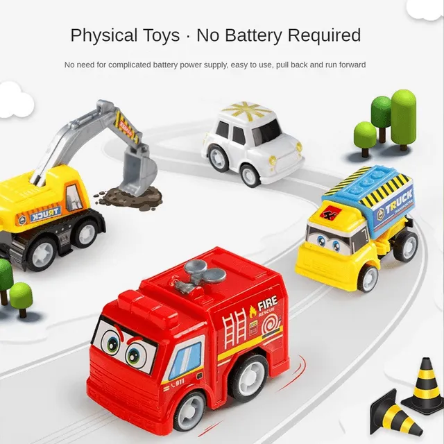 Exciting Pull Back Mini Car Models - Fire Truck & Engineering Vehicles | Perfect Diecast Toy Gift for Kids at Giggly Groves