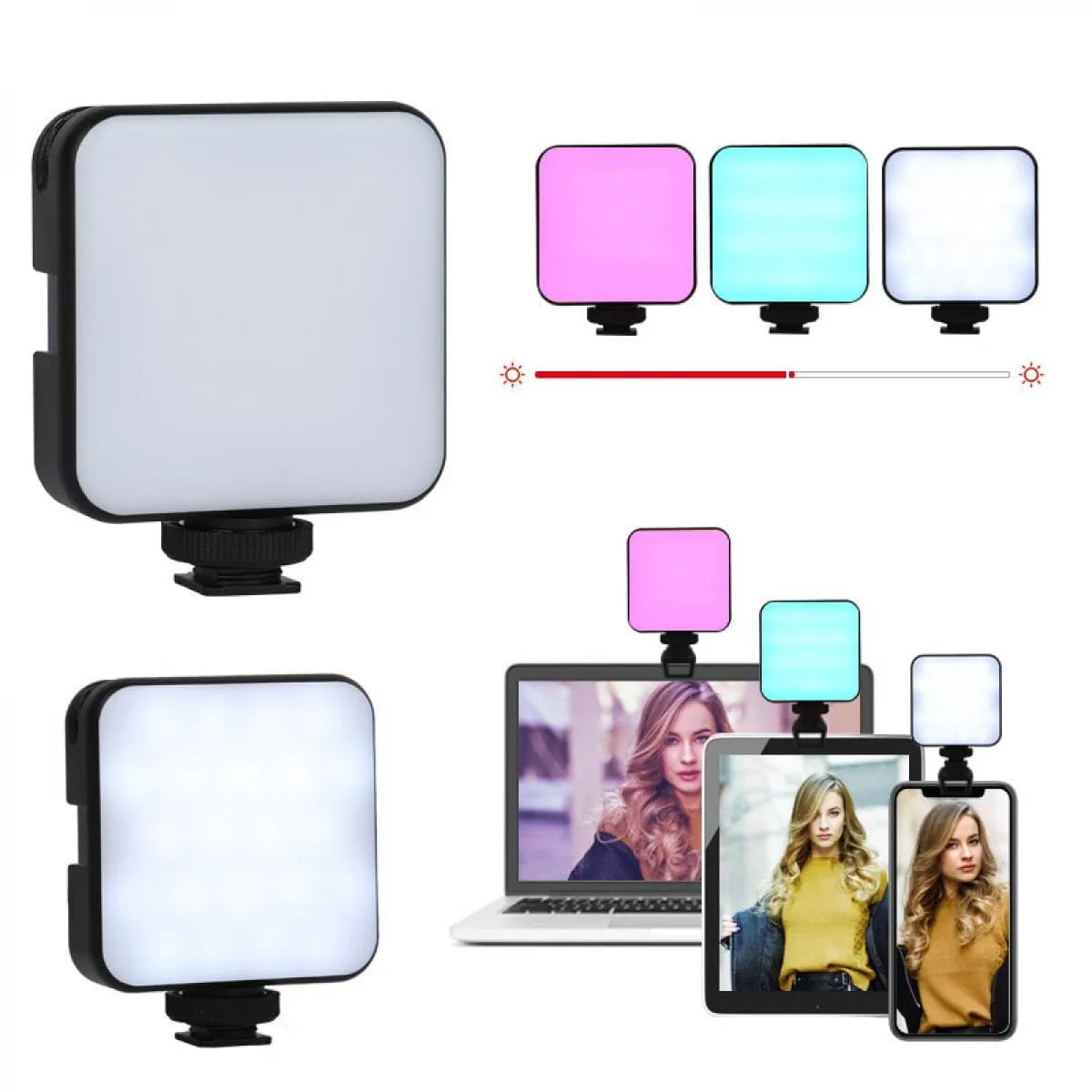 Full-color RGB fill light pocket light 6w, built-in 2000mah rechargeable battery, LED camera light, 20 scene modes, 0-100% stepless dimming, 2500-9000K, VLOG fill light live light with magnet adsorption function