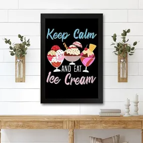 GADGETS WRAP Printed Photo Frame Matte Painting for Home Office Studio Living Room Decoration (11x14inch Black Framed) - Eat Ice Cream