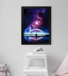 GADGETS WRAP Printed Photo Frame Matte Painting for Home Office Studio Living Room Decoration (11x17inch Black Framed) - Celestial Dream