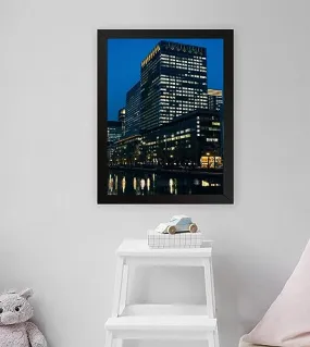 GADGETS WRAP Printed Photo Frame Matte Painting for Home Office Studio Living Room Decoration (11x17inch Black Framed) - City Buildings During Night Time