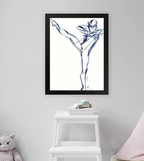 GADGETS WRAP Printed Photo Frame Matte Painting for Home Office Studio Living Room Decoration (11x17inch Black Framed) - Contemporary Ballet Dancer, Blue Print