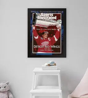 GADGETS WRAP Printed Photo Frame Matte Painting for Home Office Studio Living Room Decoration (11x17inch Black Framed) - Detroit Red Wings Steve Yzerman