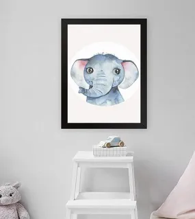 GADGETS WRAP Printed Photo Frame Matte Painting for Home Office Studio Living Room Decoration (11x17inch Black Framed) - Elephant Art Print