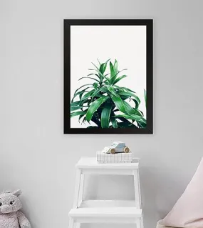 GADGETS WRAP Printed Photo Frame Matte Painting for Home Office Studio Living Room Decoration (11x17inch Black Framed) - Green Plant In White