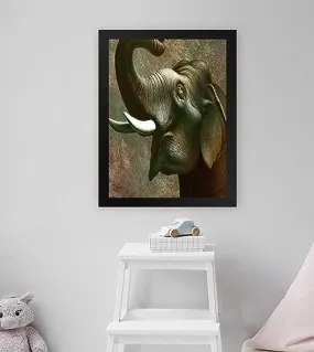 GADGETS WRAP Printed Photo Frame Matte Painting for Home Office Studio Living Room Decoration (11x17inch Black Framed) - Indian Elephant 2 Print