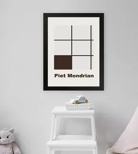 GADGETS WRAP Printed Photo Frame Matte Painting for Home Office Studio Living Room Decoration (11x17inch Black Framed) - Piet Mondrian Black And Grey Poster