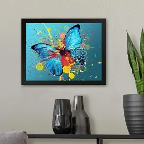 GADGETS WRAP Printed Photo Frame Matte Painting for Home Office Studio Living Room Decoration (11x9inch Black Framed) - Butterfly Painting