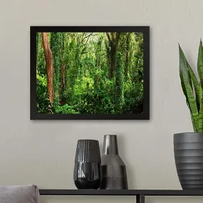 GADGETS WRAP Printed Photo Frame Matte Painting for Home Office Studio Living Room Decoration (11x9inch Black Framed) - Green Forest View