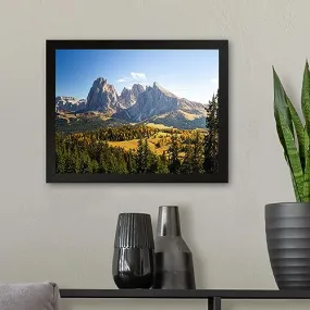 GADGETS WRAP Printed Photo Frame Matte Painting for Home Office Studio Living Room Decoration (11x9inch Black Framed) - Hills Covered Trees & Mountains