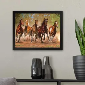 GADGETS WRAP Printed Photo Frame Matte Painting for Home Office Studio Living Room Decoration (11x9inch Black Framed) - Horse Painting