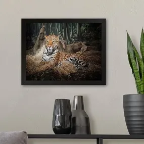 GADGETS WRAP Printed Photo Frame Matte Painting for Home Office Studio Living Room Decoration (11x9inch Black Framed) - Majestic Leopard