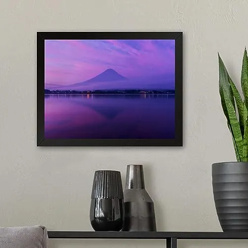 GADGETS WRAP Printed Photo Frame Matte Painting for Home Office Studio Living Room Decoration (11x9inch Black Framed) - Purple Nature