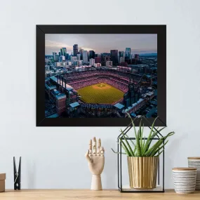 GADGETS WRAP Printed Photo Frame Matte Painting for Home Office Studio Living Room Decoration (17x11inch Black Framed) - Aerial Of Coors Field