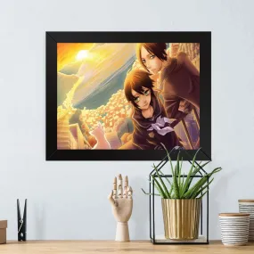 GADGETS WRAP Printed Photo Frame Matte Painting for Home Office Studio Living Room Decoration (17x11inch Black Framed) - Anime Scene