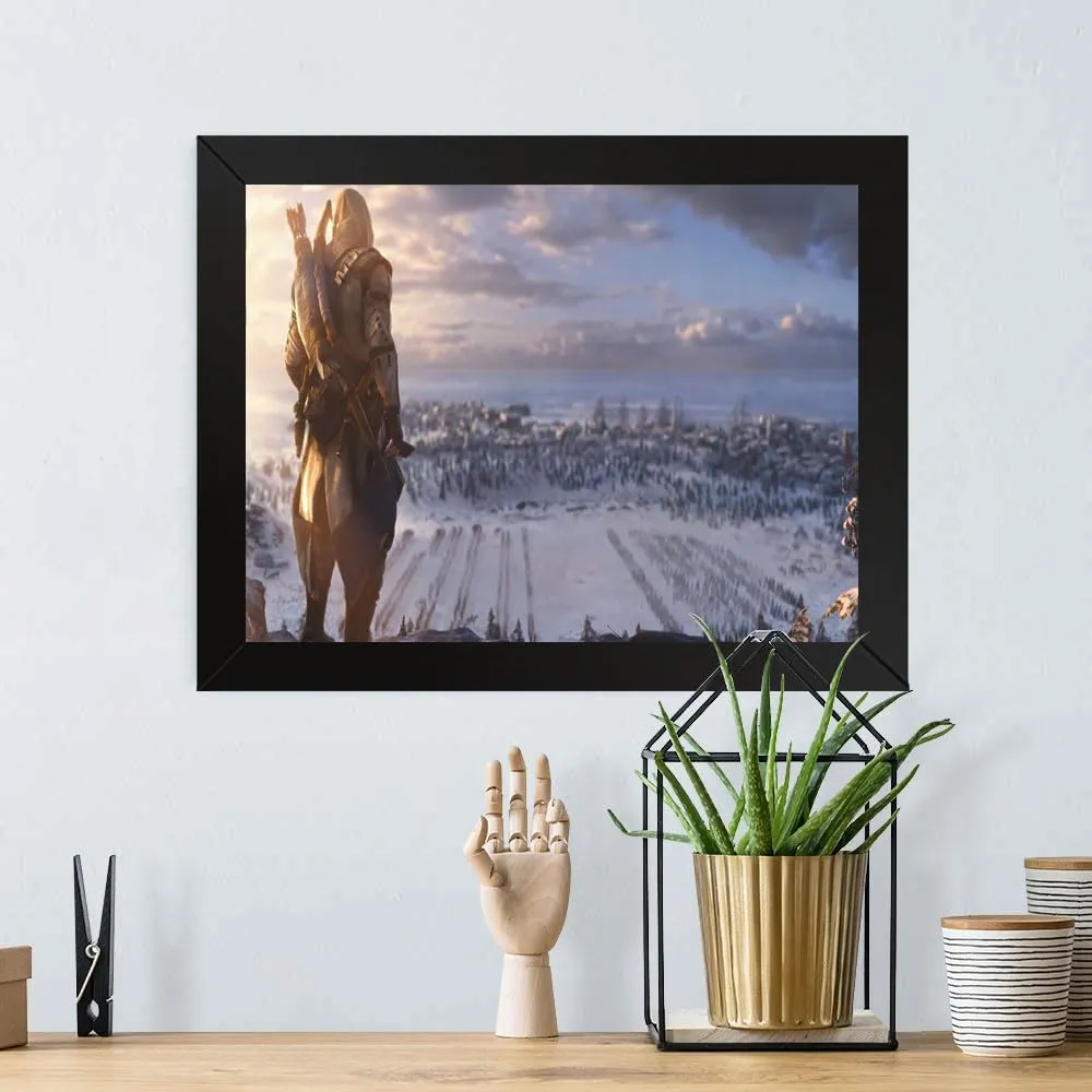 GADGETS WRAP Printed Photo Frame Matte Painting for Home Office Studio Living Room Decoration (17x11inch Black Framed) - Assassin's Creed 3 After Fight