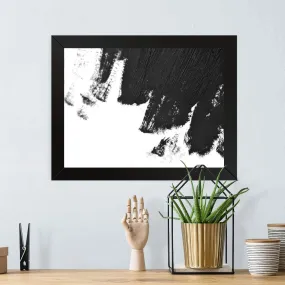 GADGETS WRAP Printed Photo Frame Matte Painting for Home Office Studio Living Room Decoration (17x11inch Black Framed) - Black Paint Splash B&W Abstract