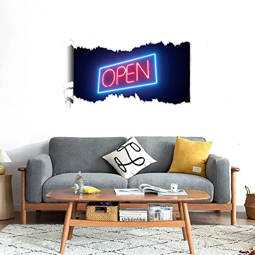 GADGETS WRAP Printed Wall Decal Sticker Scratched Paper Style Wall Decal (90cm x 50cm) - Open Neon