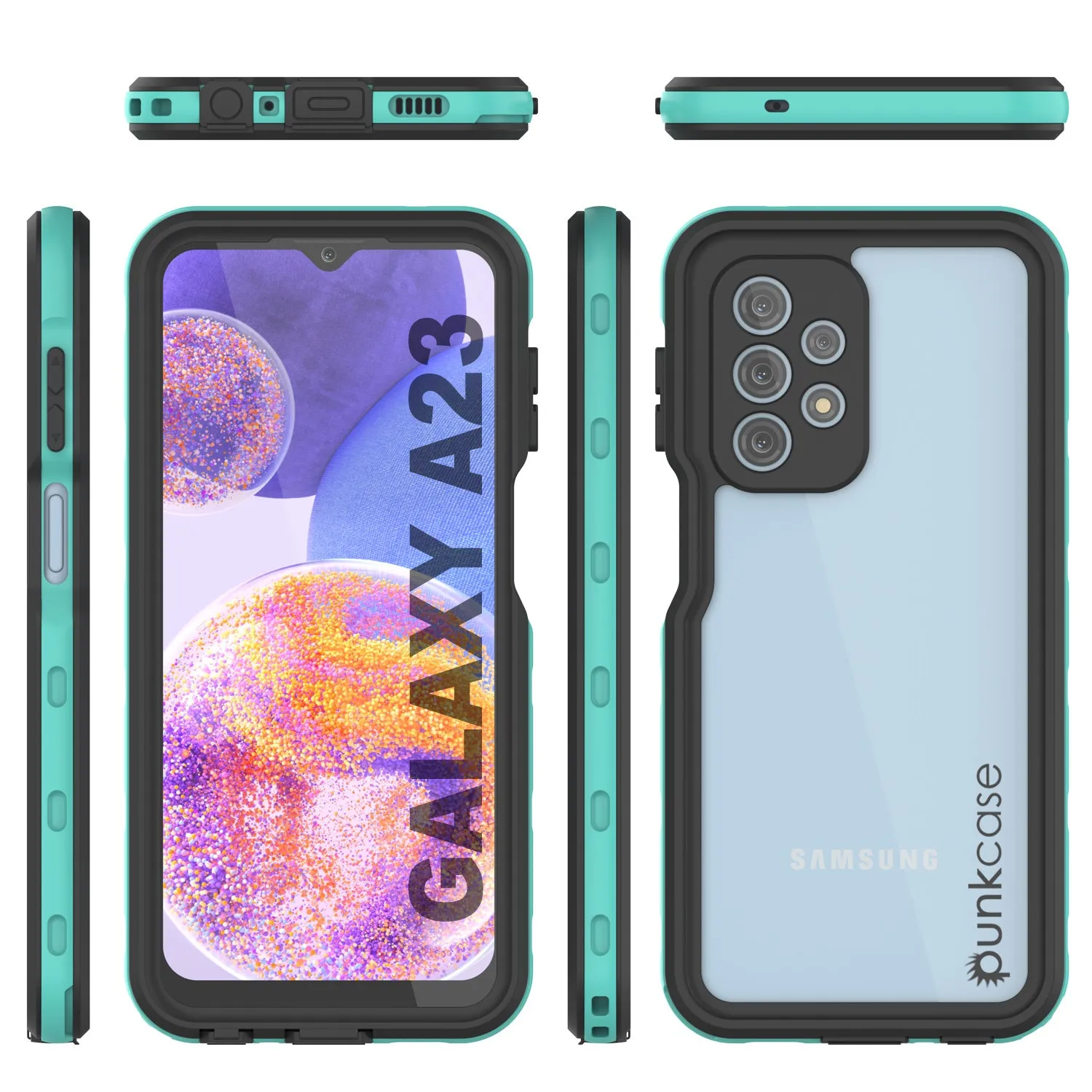 Galaxy A23 Waterproof Case PunkCase StudStar Teal Thin 6.6ft Underwater IP68 Shock/Snow Proof