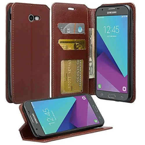 Galaxy J3 Emerge Case, Magnetic Fold[Kickstand] Pu Leather Wallet Case with ID & Credit Card Slots for Samsung Galaxy J3 Emerge - Brown