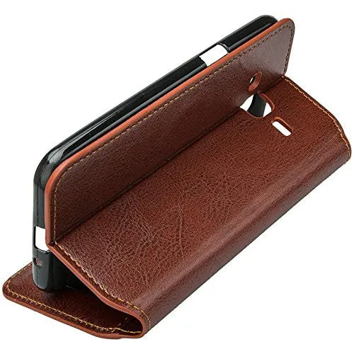 Galaxy J3 Emerge Case, Magnetic Fold[Kickstand] Pu Leather Wallet Case with ID & Credit Card Slots for Samsung Galaxy J3 Emerge - Brown