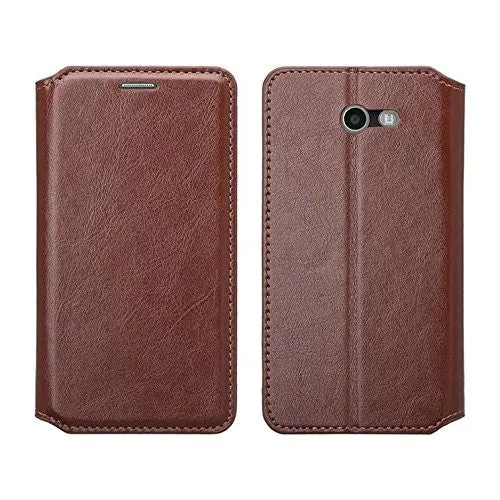 Galaxy J3 Emerge Case, Magnetic Fold[Kickstand] Pu Leather Wallet Case with ID & Credit Card Slots for Samsung Galaxy J3 Emerge - Brown