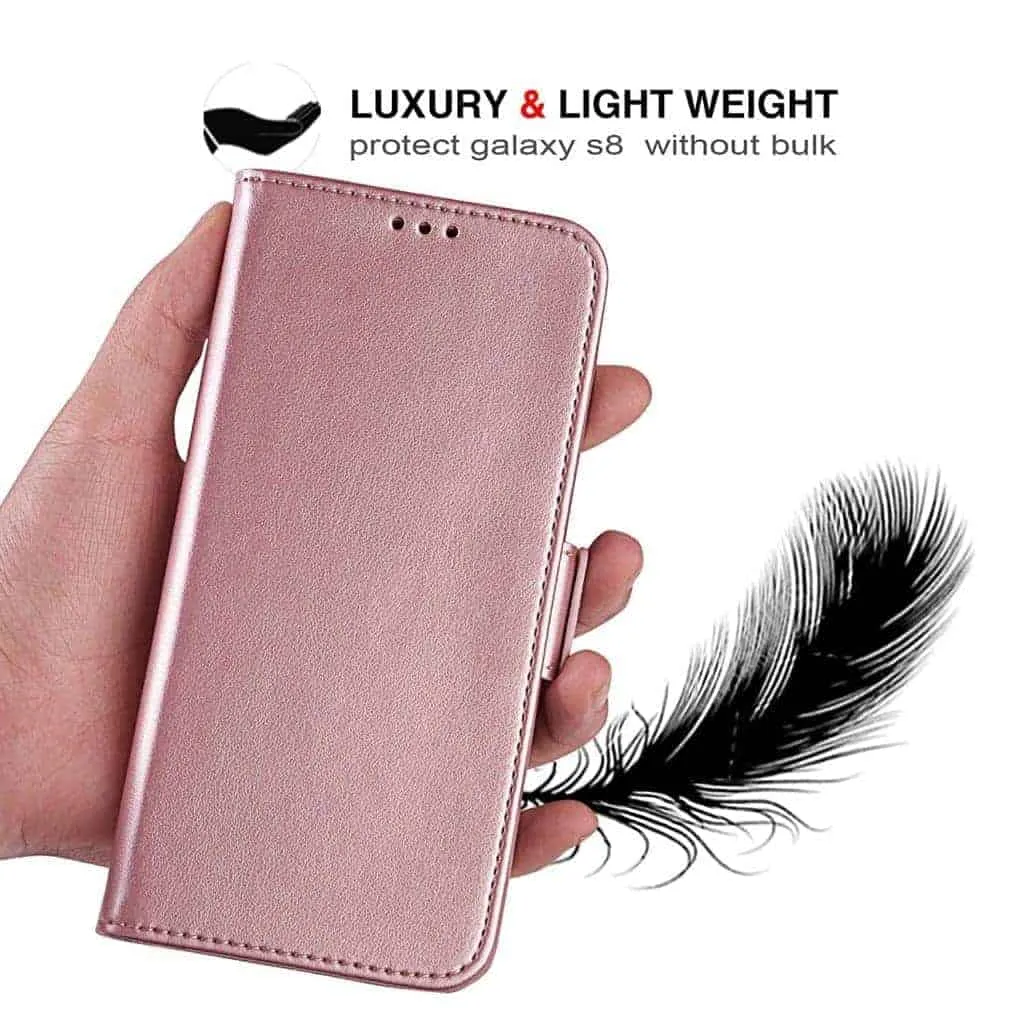 Galaxy S8 Plus Wallet Case Pink Luxury Leather Protective Case