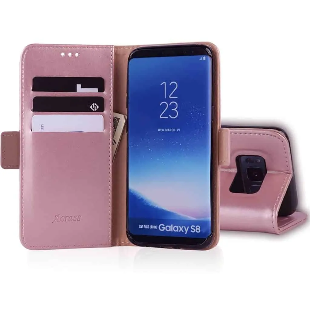 Galaxy S8 Plus Wallet Case Pink Luxury Leather Protective Case