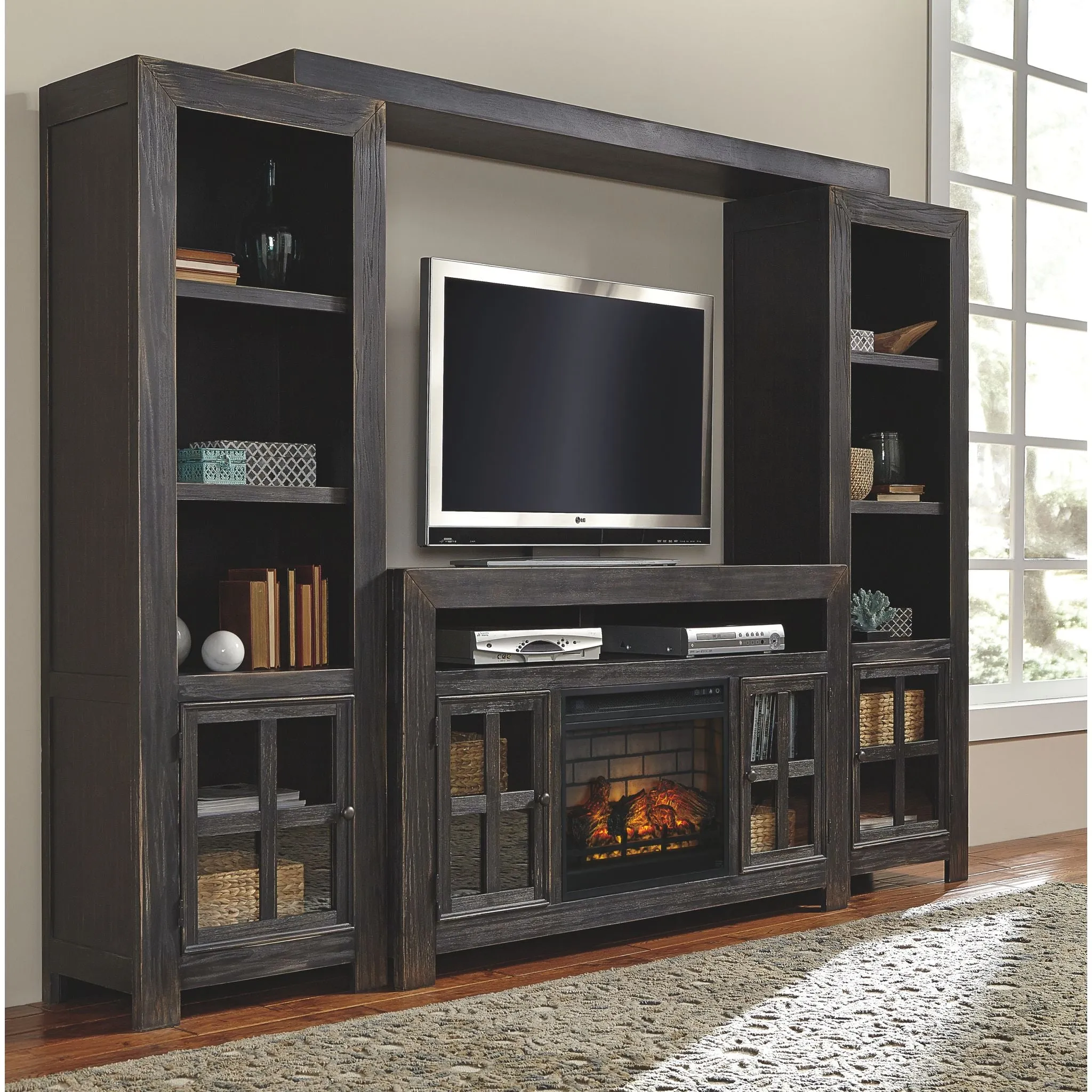 Gavelston 4 Piece Entertainment Unit with Fireplace