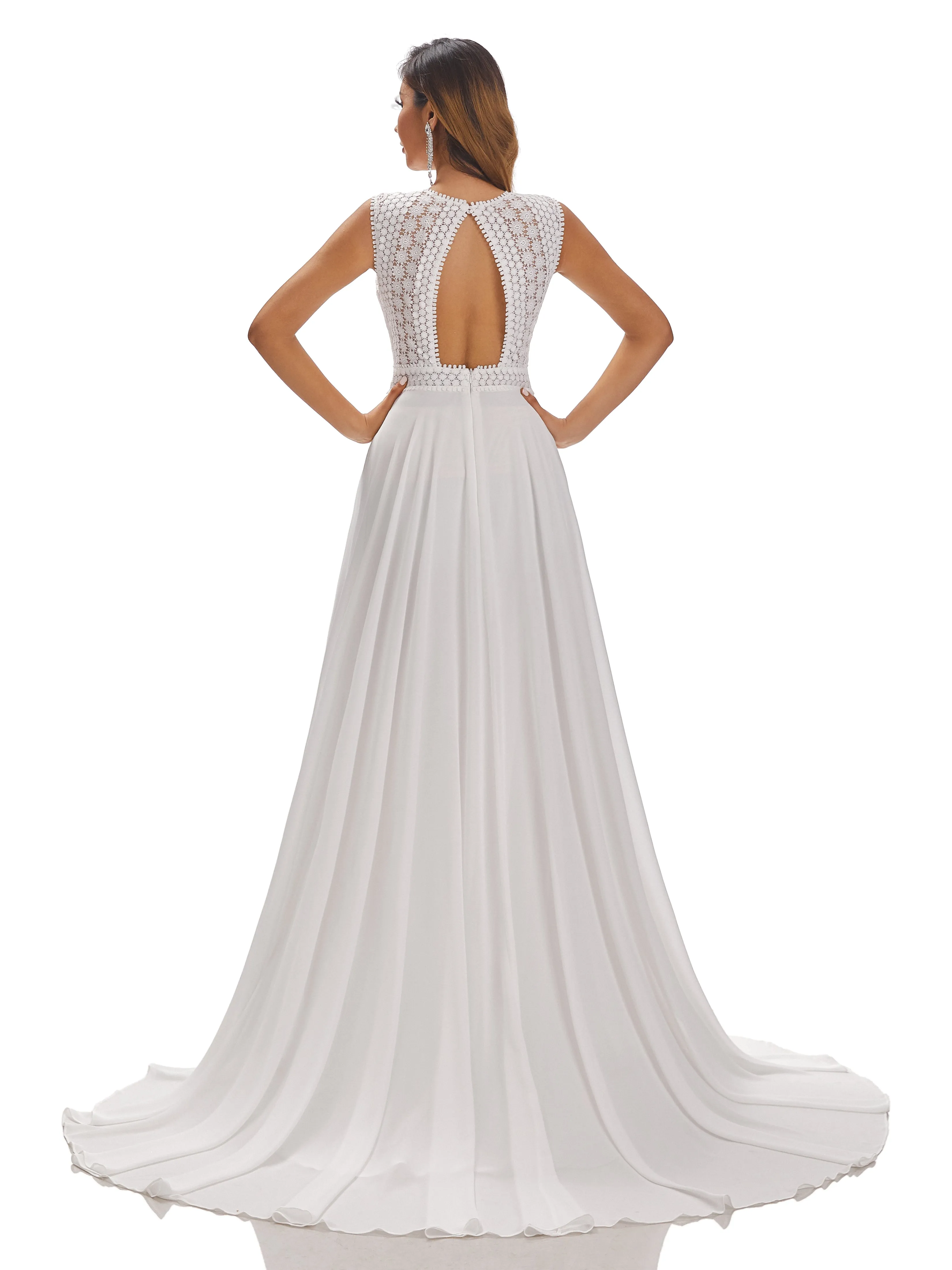 Gemma Simple Sleeveless Chiffon Wedding Dress With Lace