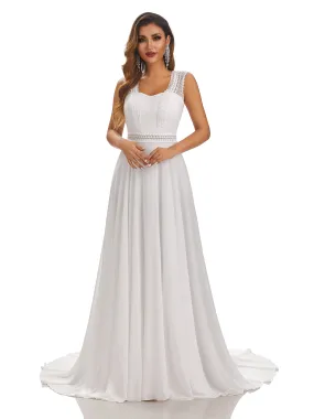 Gemma Simple Sleeveless Chiffon Wedding Dress With Lace