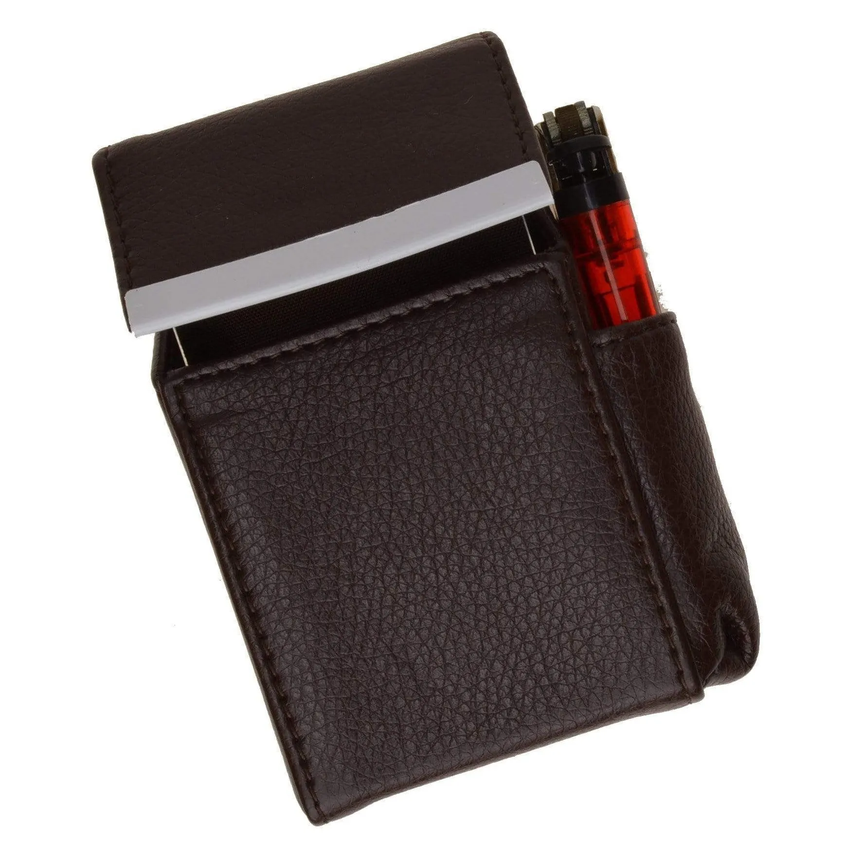 Genuine Leather Cigarette Case Holder with Lighter Pocket 92812 (C)