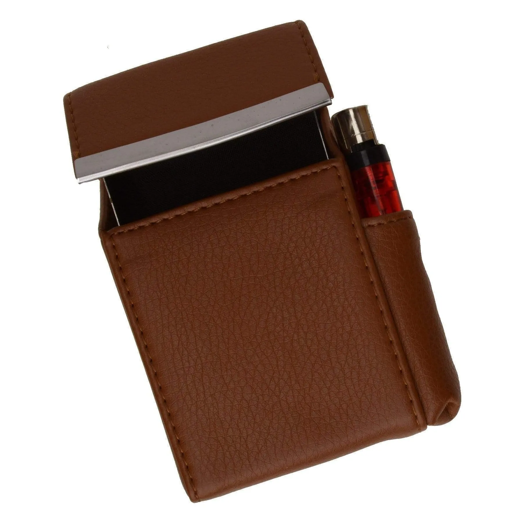 Genuine Leather Cigarette Case Holder with Lighter Pocket 92812 (C)