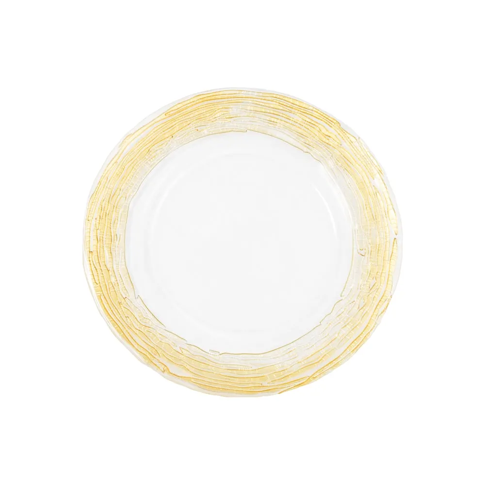 Glass Charger Plate with Twigs Trim - Gold