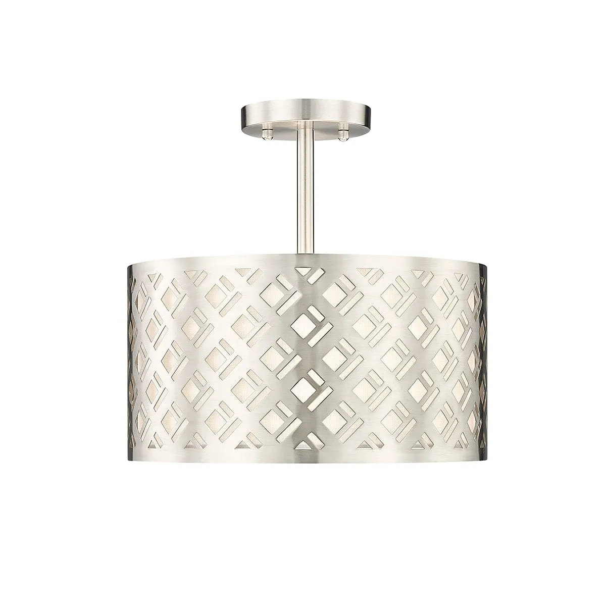 Gracelan Semi-Flush Mount Fixture - Brushed Nickel - 13in. Diameter - E26 Medium Base