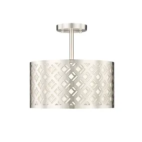 Gracelan Semi-Flush Mount Fixture - Brushed Nickel - 13in. Diameter - E26 Medium Base