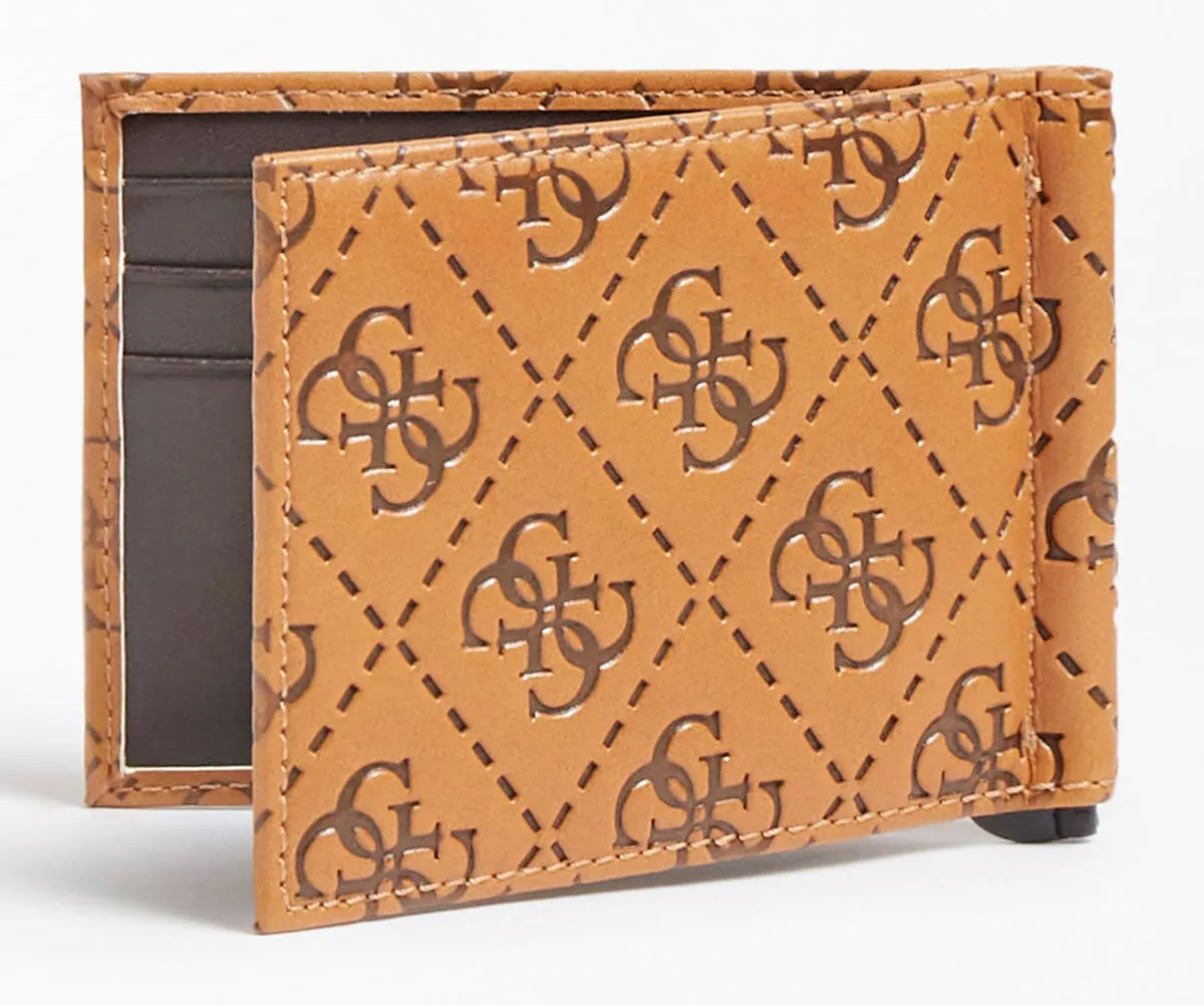 Guess Card Case Wallet In Cognac For Men