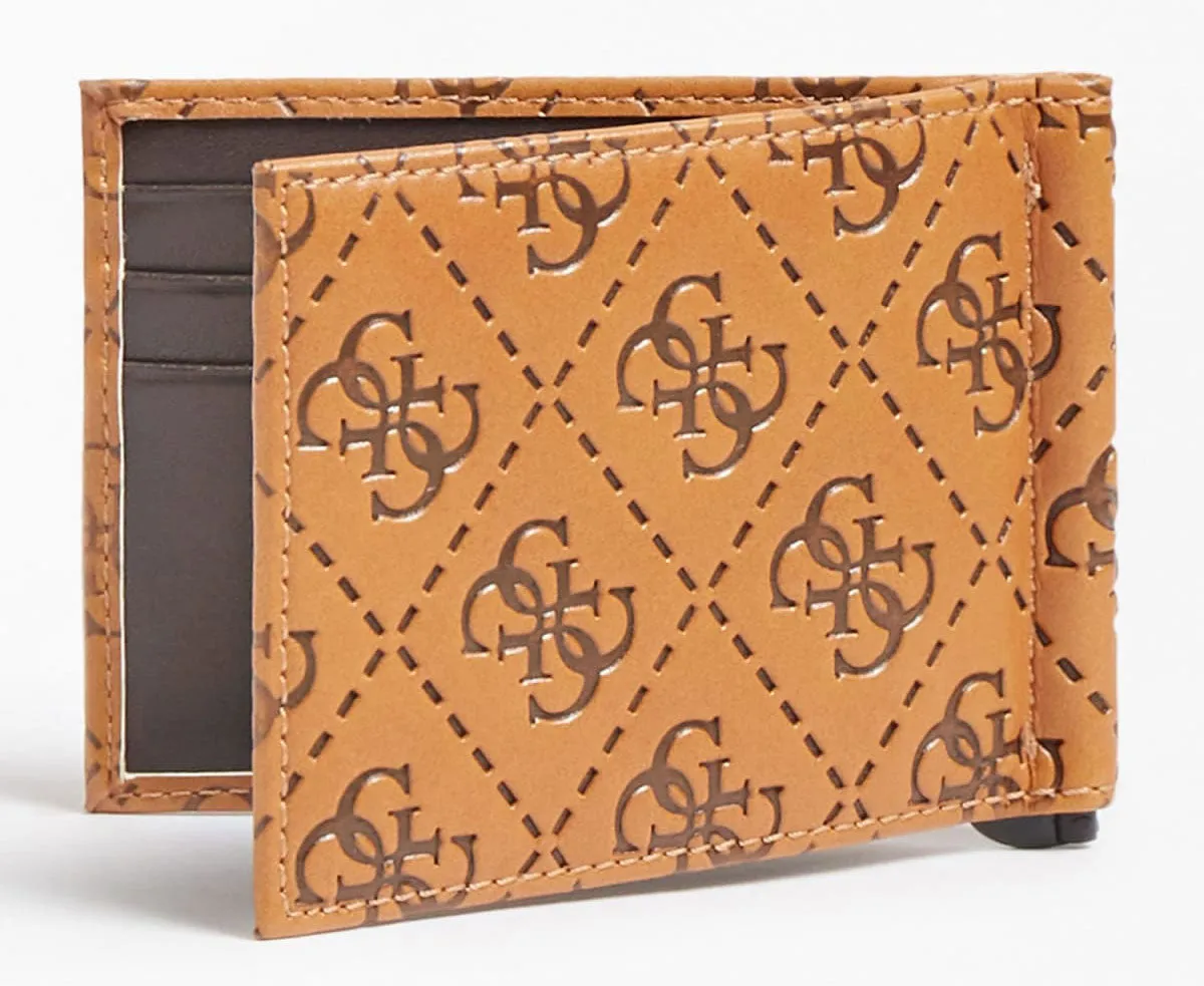 Guess Card Case Wallet In Cognac For Men