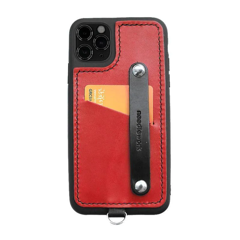 Handmade Black Leather iPhone 11 Pro Case with Card Holder CONTRAST COLOR iPhone 11 Leather Case