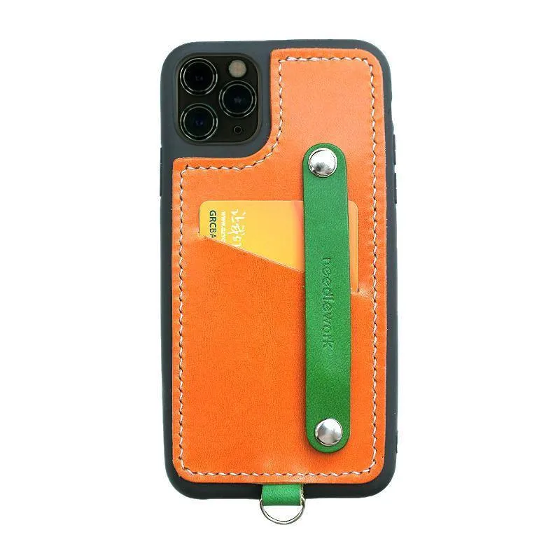 Handmade Black Leather iPhone 11 Pro Case with Card Holder CONTRAST COLOR iPhone 11 Leather Case