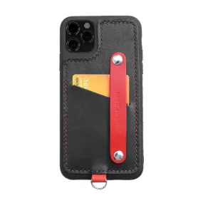 Handmade Black Leather iPhone 11 Pro Case with Card Holder CONTRAST COLOR iPhone 11 Leather Case