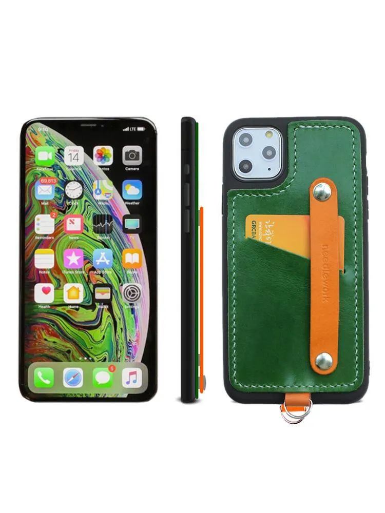 Handmade Black Leather iPhone 11 Pro Case with Card Holder CONTRAST COLOR iPhone 11 Leather Case