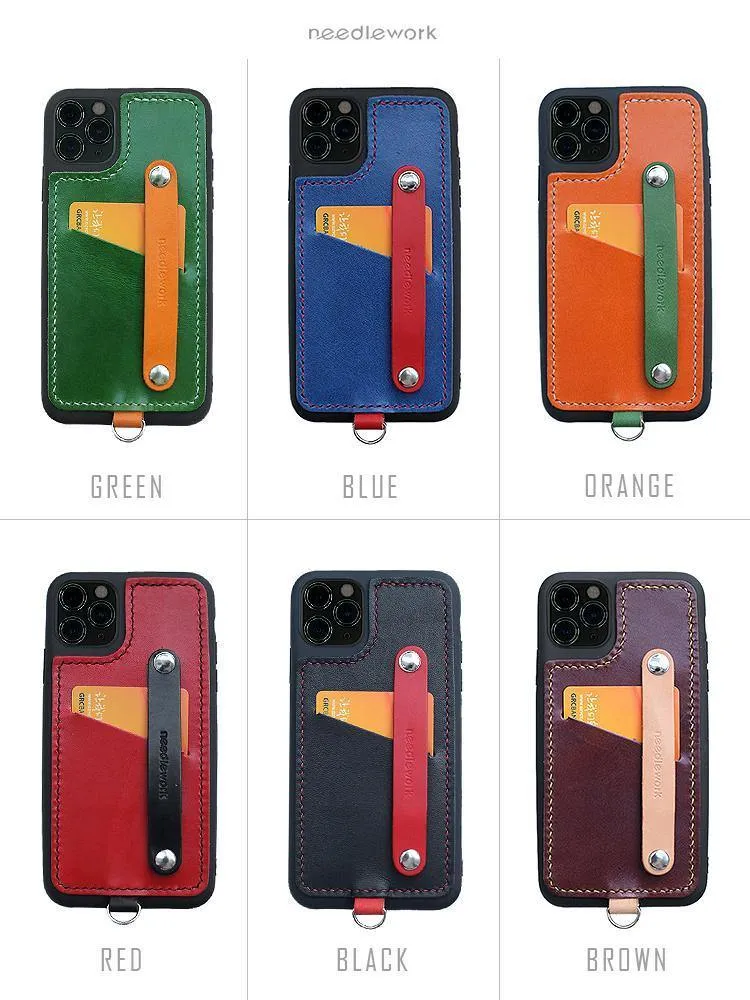 Handmade Black Leather iPhone 11 Pro Case with Card Holder CONTRAST COLOR iPhone 11 Leather Case