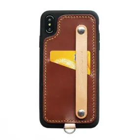 Handmade Coffee Leather iPhone X Case with Card Holder CONTRAST COLOR iPhone X Leather Case