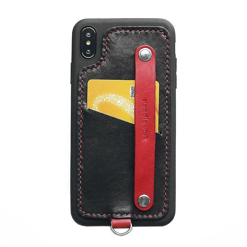 Handmade Coffee Leather iPhone X Case with Card Holder CONTRAST COLOR iPhone X Leather Case