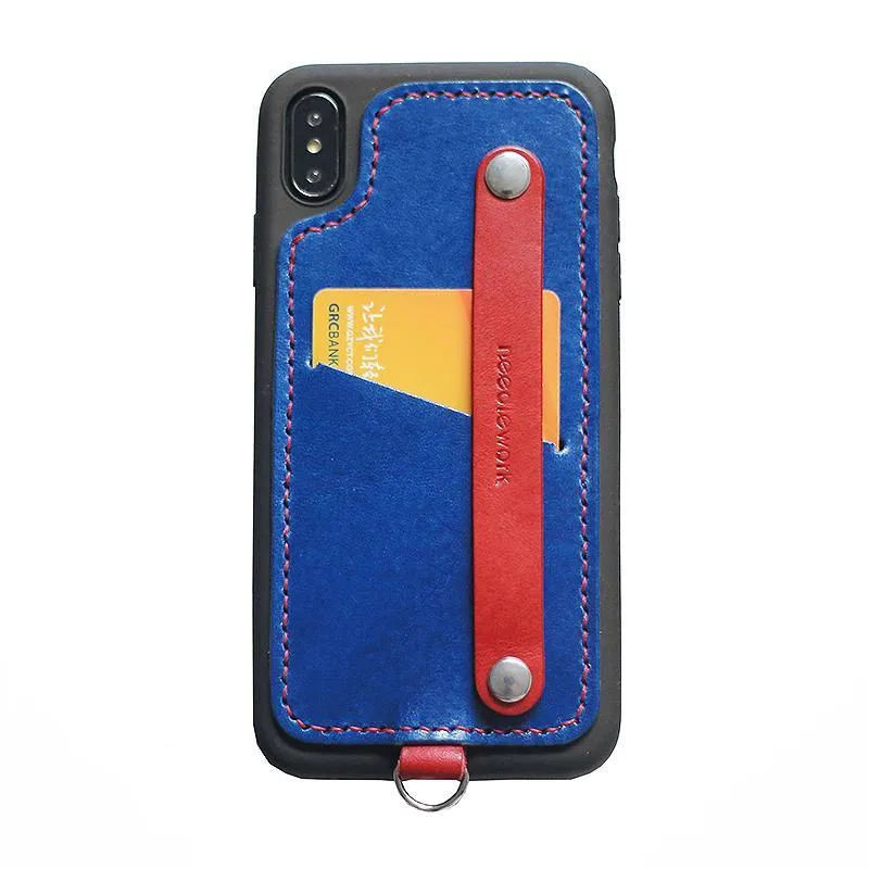 Handmade Coffee Leather iPhone X Case with Card Holder CONTRAST COLOR iPhone X Leather Case