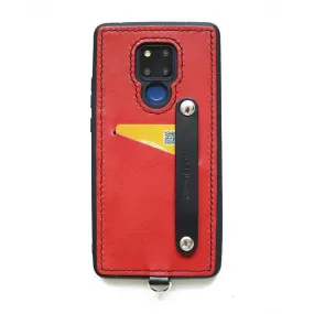 Handmade Red Leather Huawei Mate 20 X Case with Card Holder CONTRAST COLOR Huawei Mate 20 X Leather Case