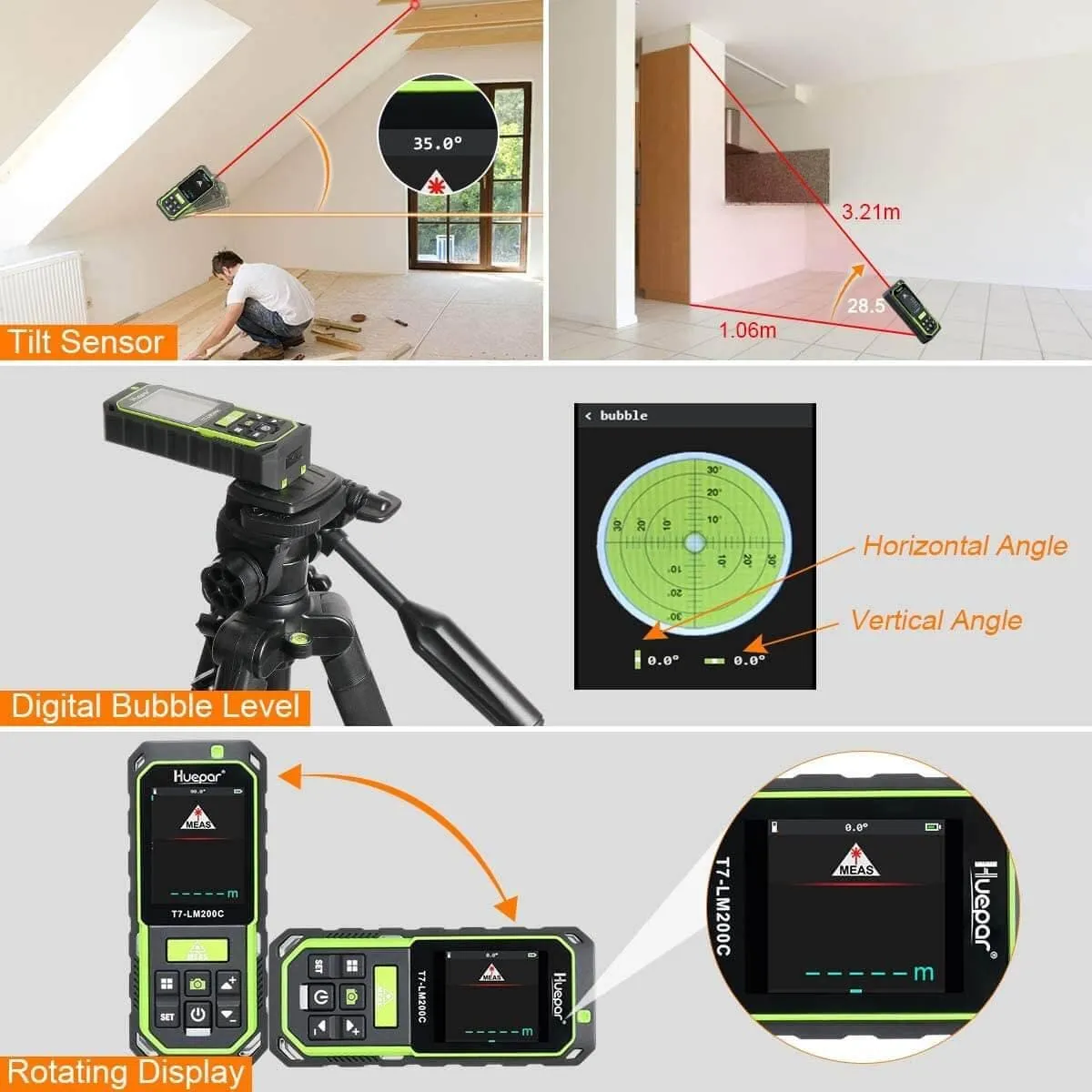 Huepar LM200C - 200M Laser Distance Meter